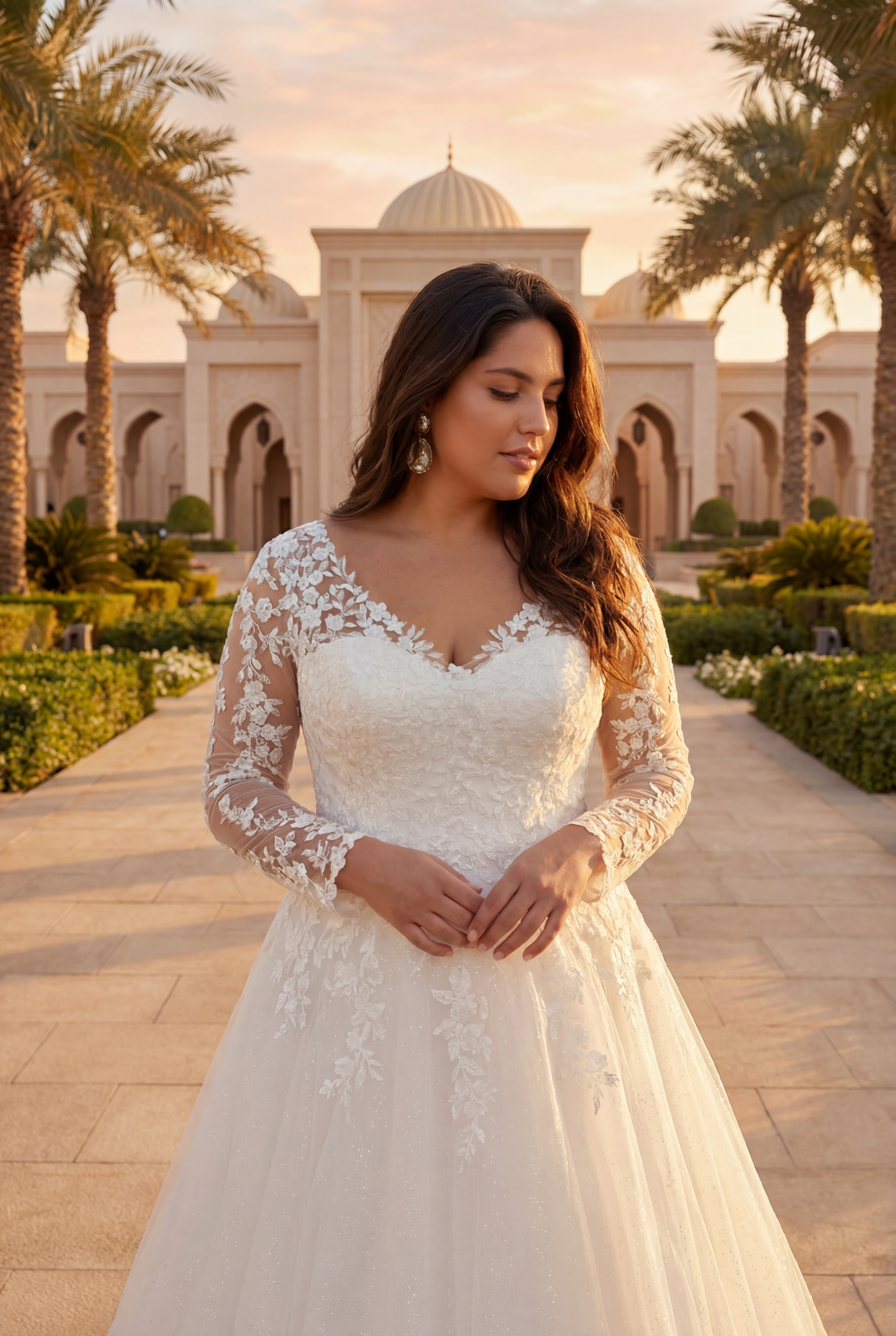 Détail du bustier de la robe de mariée Celindra avec dentelle délicate et décolleté élégant